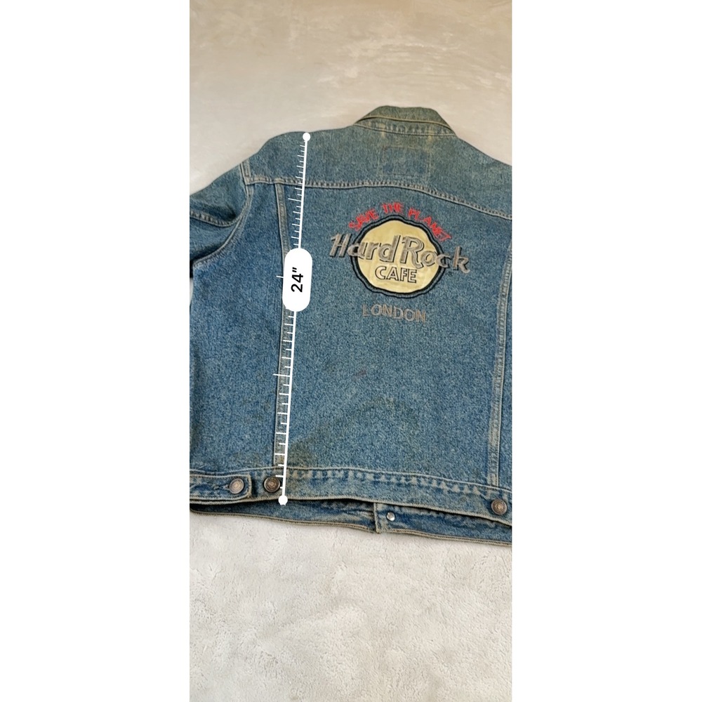 Vintage 80s Levi's Denim Jacket Hard Rock Cafe London Pins Distressed  M - Picture 7 of 10